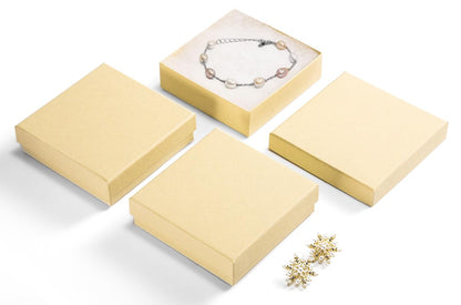 Jewelry Gift Boxes, 3.5X3.5X1 Inch 20 Pcs Matte Small Gift Box with Lids, Small Cardboard Jewelry Boxes with Cotton Filled and Lids, Jewelrybox Bulk for Festive Day Brown