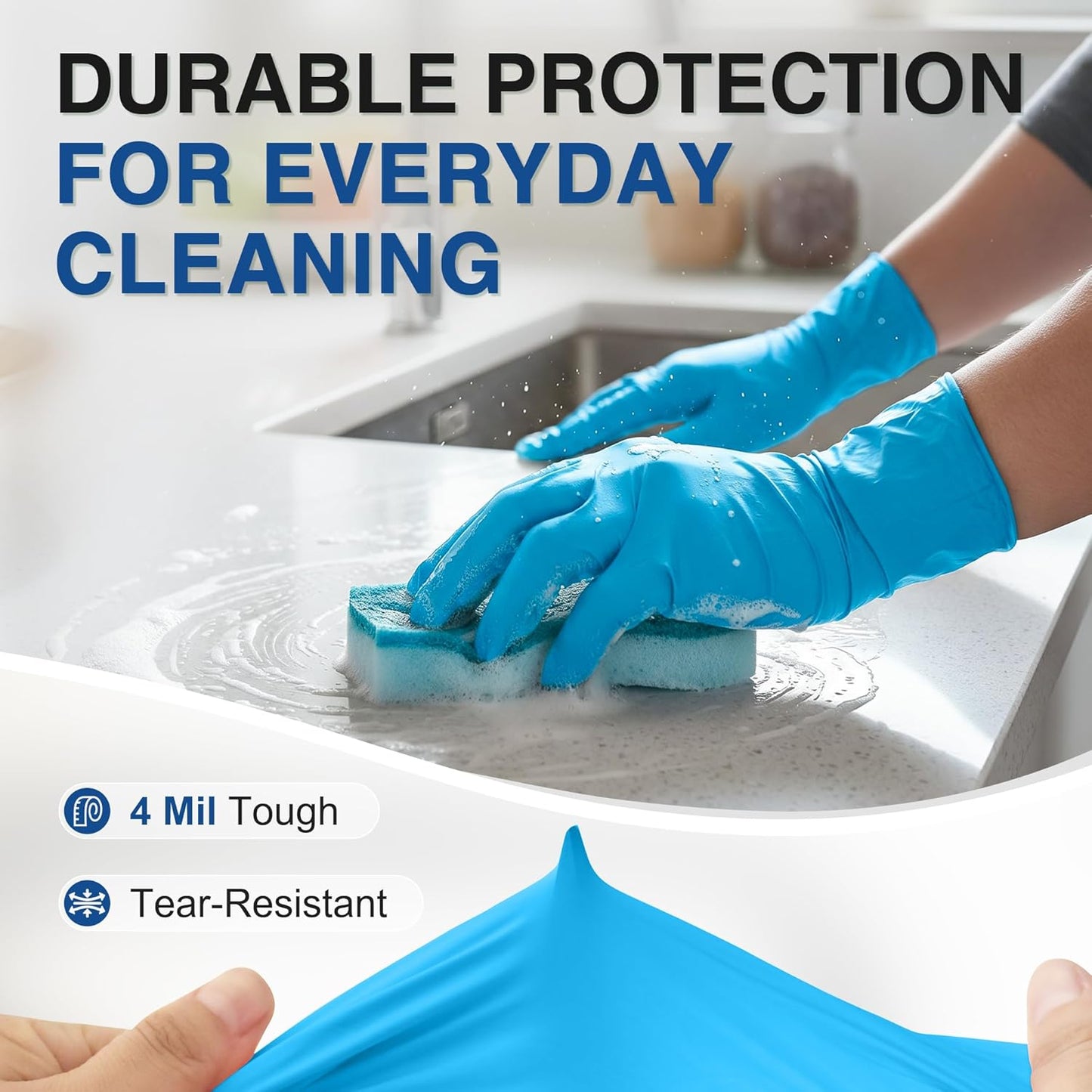 Nitrile Exam Gloves, Blue, 4 Mil, Powder-Free, Latex-Free, for Medical Exam, Cleaning and Food Prep, Non-Sterile