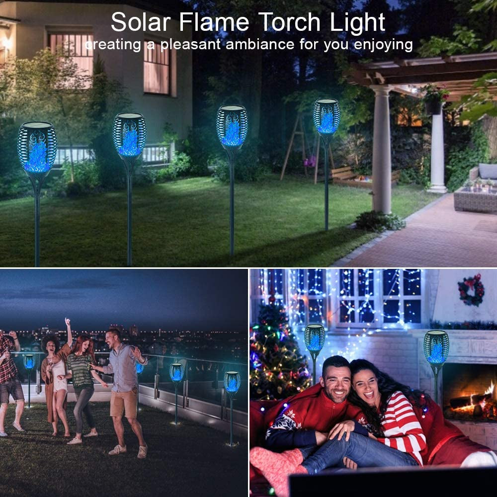 Solar Lights Outdoor 4 Pack, Premium 99 Leds Solar Torch Light with Flickering Flame Outdoor Decor- IP65 Waterproof Solar Garden Lights for Halloween Decorations Yard Garden Porch
